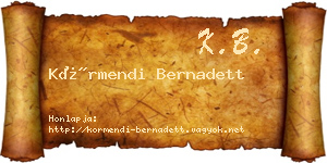 Körmendi Bernadett névjegykártya