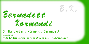 bernadett kormendi business card