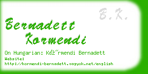 bernadett kormendi business card